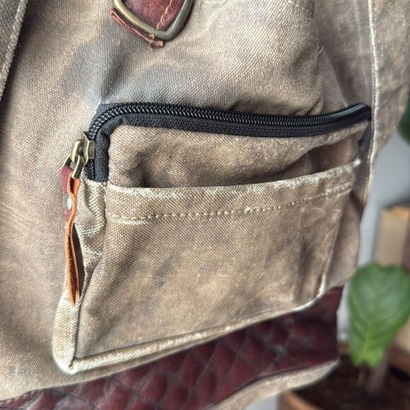 Mona B. Two In One Canvas Tote Shoulder Backpack Bag with Vegan Leather Trim - Picture 5 of 9